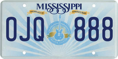 MS license plate OJQ888
