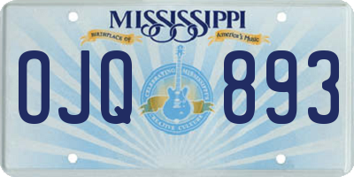 MS license plate OJQ893