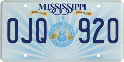 MS license plate OJQ920