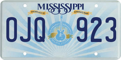 MS license plate OJQ923