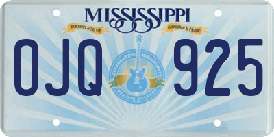 MS license plate OJQ925