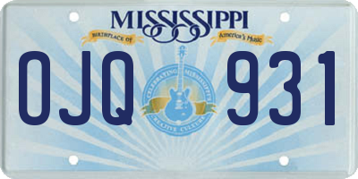 MS license plate OJQ931