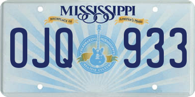 MS license plate OJQ933