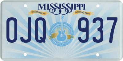 MS license plate OJQ937