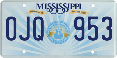 MS license plate OJQ953