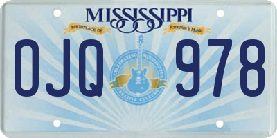 MS license plate OJQ978