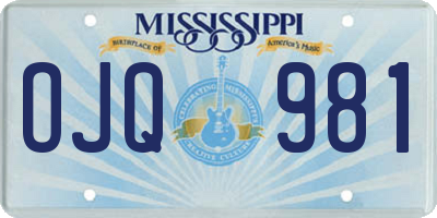 MS license plate OJQ981