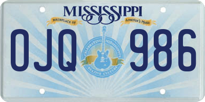MS license plate OJQ986