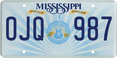 MS license plate OJQ987