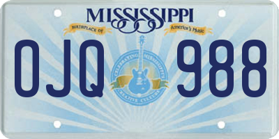 MS license plate OJQ988