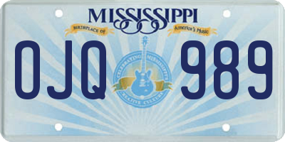 MS license plate OJQ989