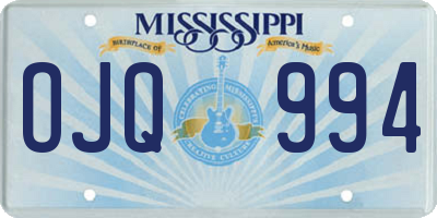 MS license plate OJQ994