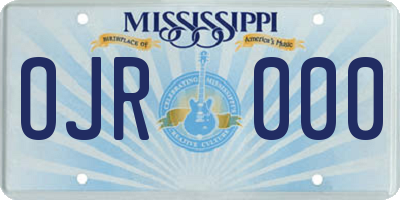 MS license plate OJR000