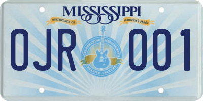 MS license plate OJR001