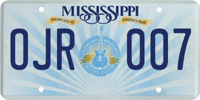 MS license plate OJR007