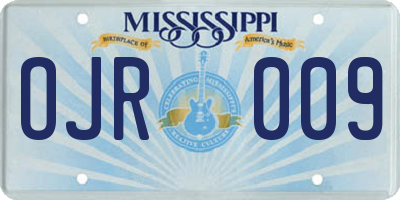 MS license plate OJR009