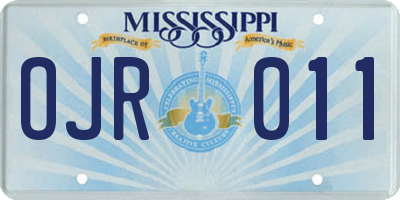MS license plate OJR011