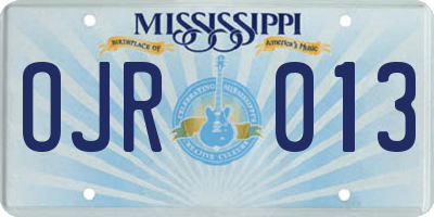 MS license plate OJR013
