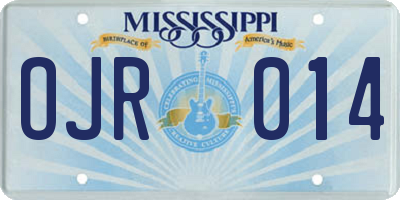 MS license plate OJR014