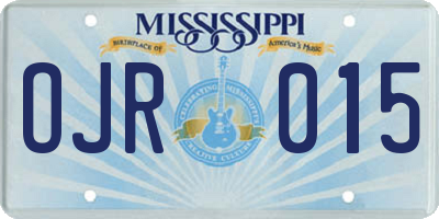 MS license plate OJR015