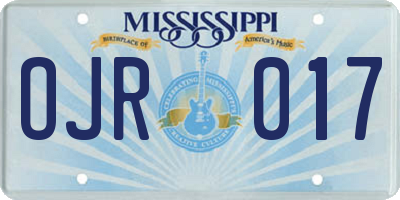 MS license plate OJR017
