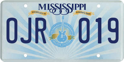 MS license plate OJR019