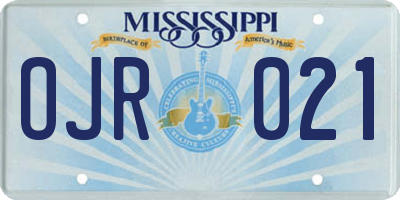 MS license plate OJR021