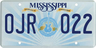 MS license plate OJR022