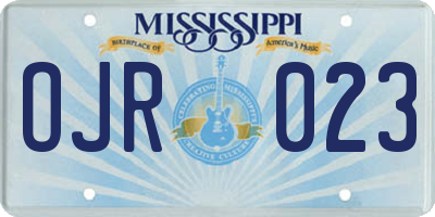 MS license plate OJR023