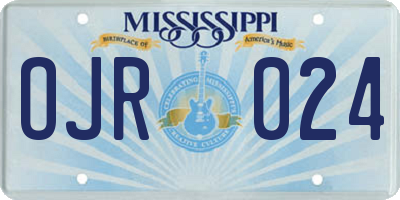 MS license plate OJR024