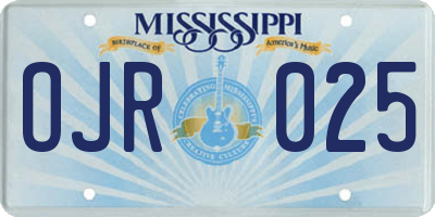MS license plate OJR025