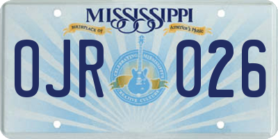 MS license plate OJR026