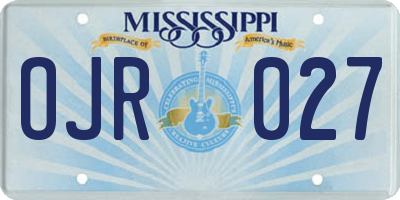 MS license plate OJR027