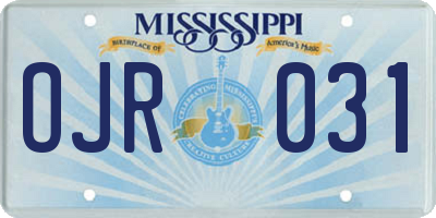 MS license plate OJR031