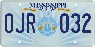 MS license plate OJR032