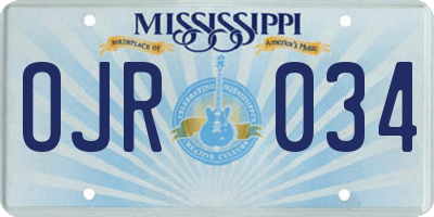 MS license plate OJR034