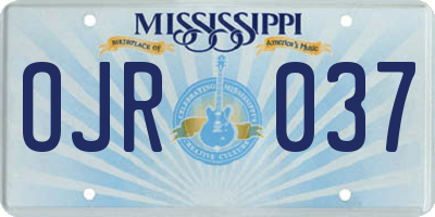 MS license plate OJR037
