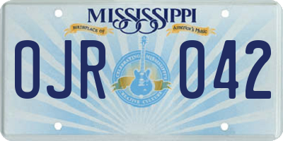 MS license plate OJR042