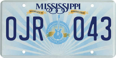 MS license plate OJR043