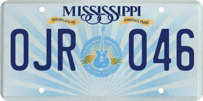 MS license plate OJR046