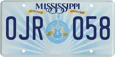 MS license plate OJR058