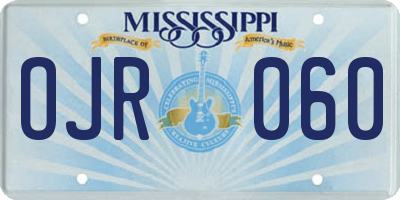 MS license plate OJR060