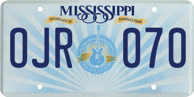 MS license plate OJR070