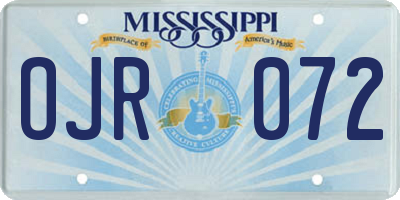 MS license plate OJR072