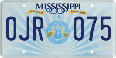 MS license plate OJR075