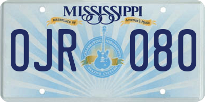 MS license plate OJR080