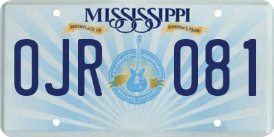 MS license plate OJR081