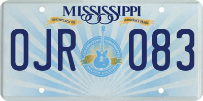 MS license plate OJR083