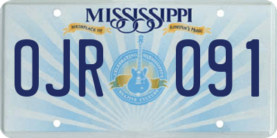 MS license plate OJR091
