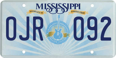 MS license plate OJR092
